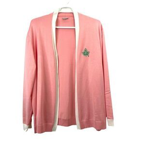 Ivy Storehouse AKA Alpha Kappa Alpha open front logo cardigan Size XXXXL pink wh